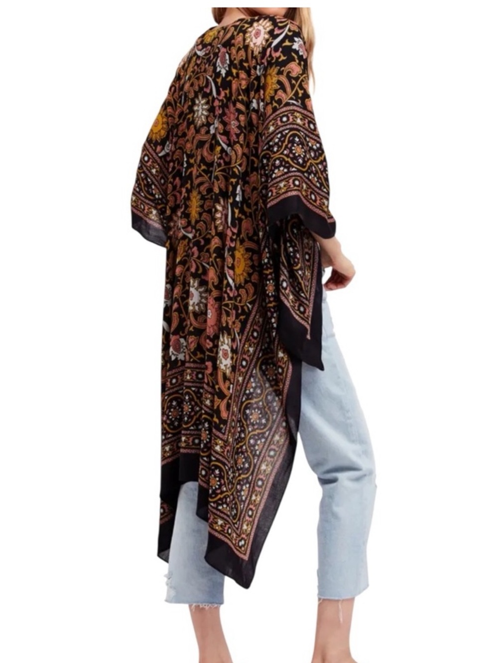 Free People Floral Tunic in Black & Brown Like New